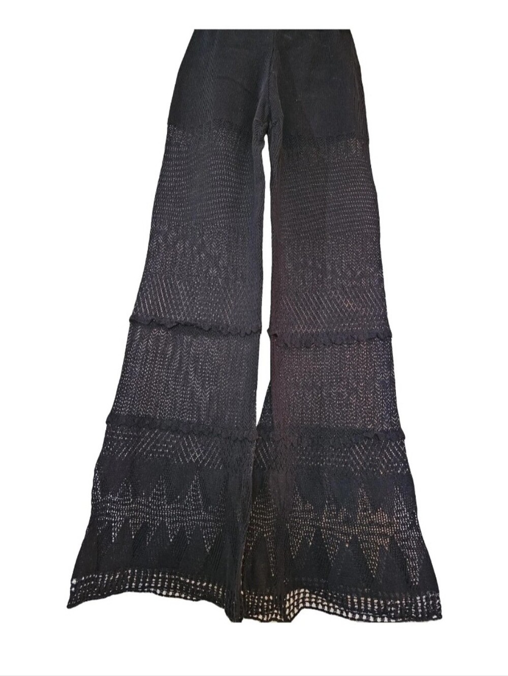 Wide Leg Crochet  Pants Black S/M